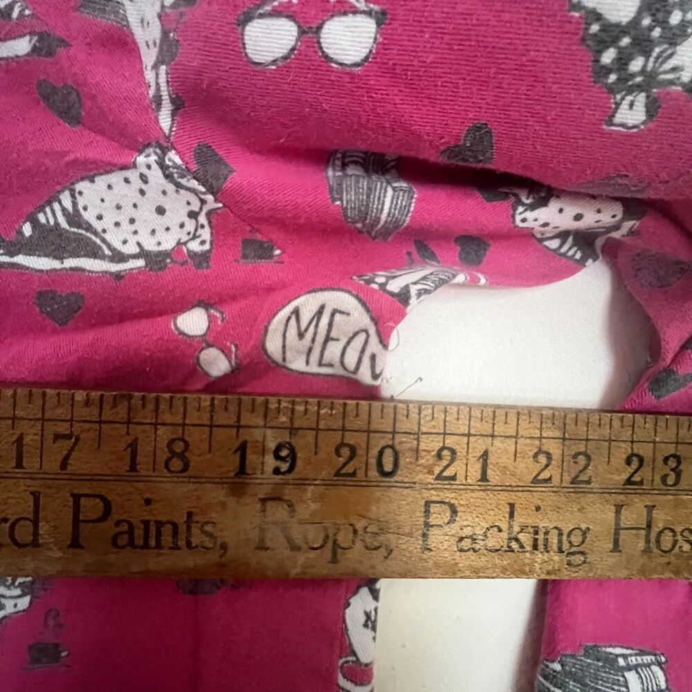 Mahogany Womens S Pajama Set Cats Meow Pink Pockets 100% Cotton - Picture 8 of 10